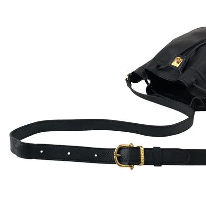 CELINE Blason Gancini Drawstring Shoulder bag Black Vintage 3zj4mf