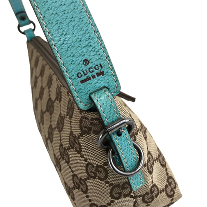 GUCCI GG Canvas  Canvas Leather Handbag Pouch Beige Vintage 5d3bct