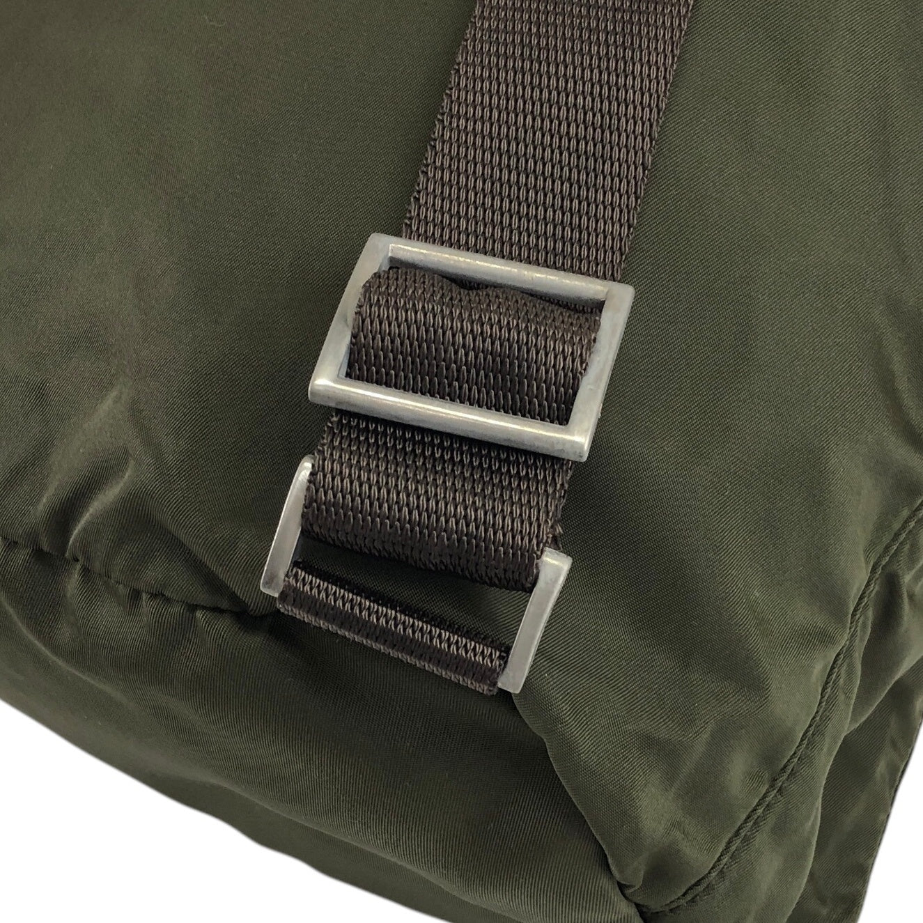 PRADA Triangle Logo Double Pocket Backpack khaki Vintage p3hihd