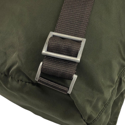 PRADA Triangle Logo Double Pocket Backpack khaki Vintage p3hihd