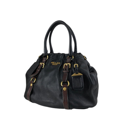 PRADA Logo Handbag Totebag Black Vintage dcjbha