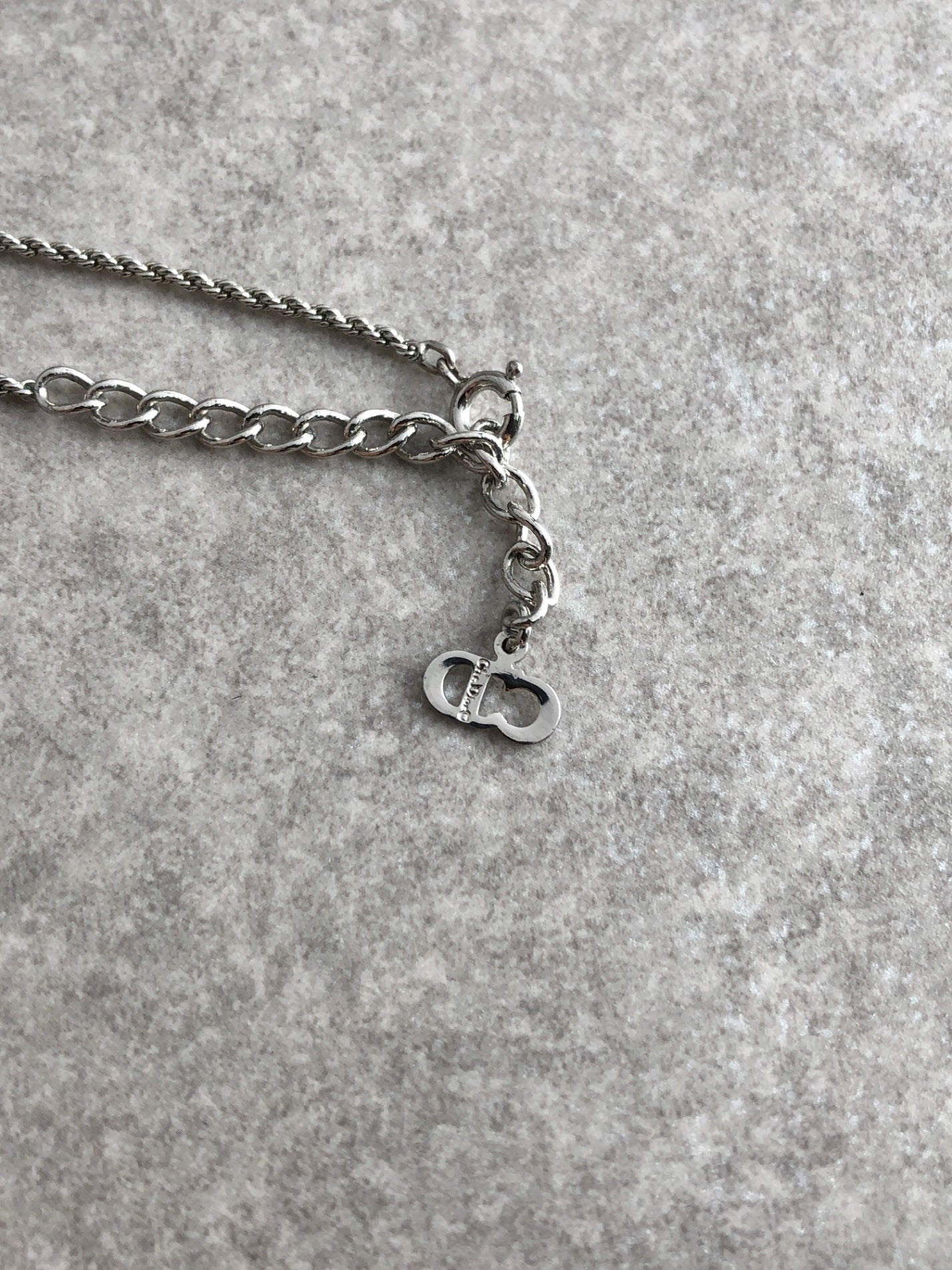 Christian Dior CD Logo Necklace Silver Vintage 3kfw2b