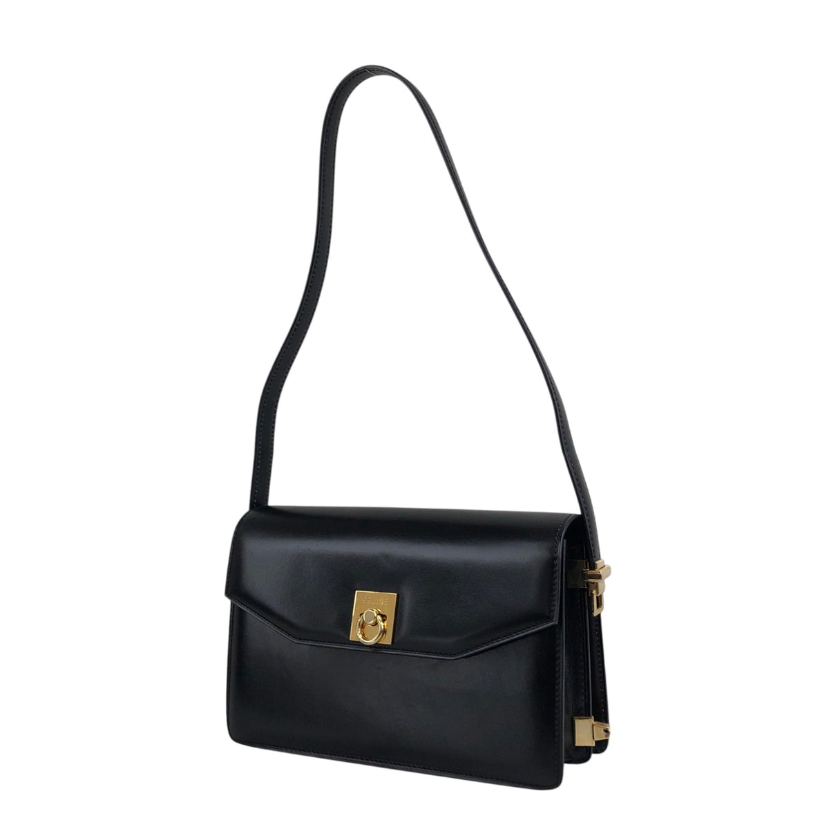 CELINE Gancini Shoulder bag Black Vintage gssz7x