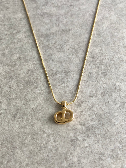 Christian Dior CD Logo Necklace Gold Vintage ie4bje