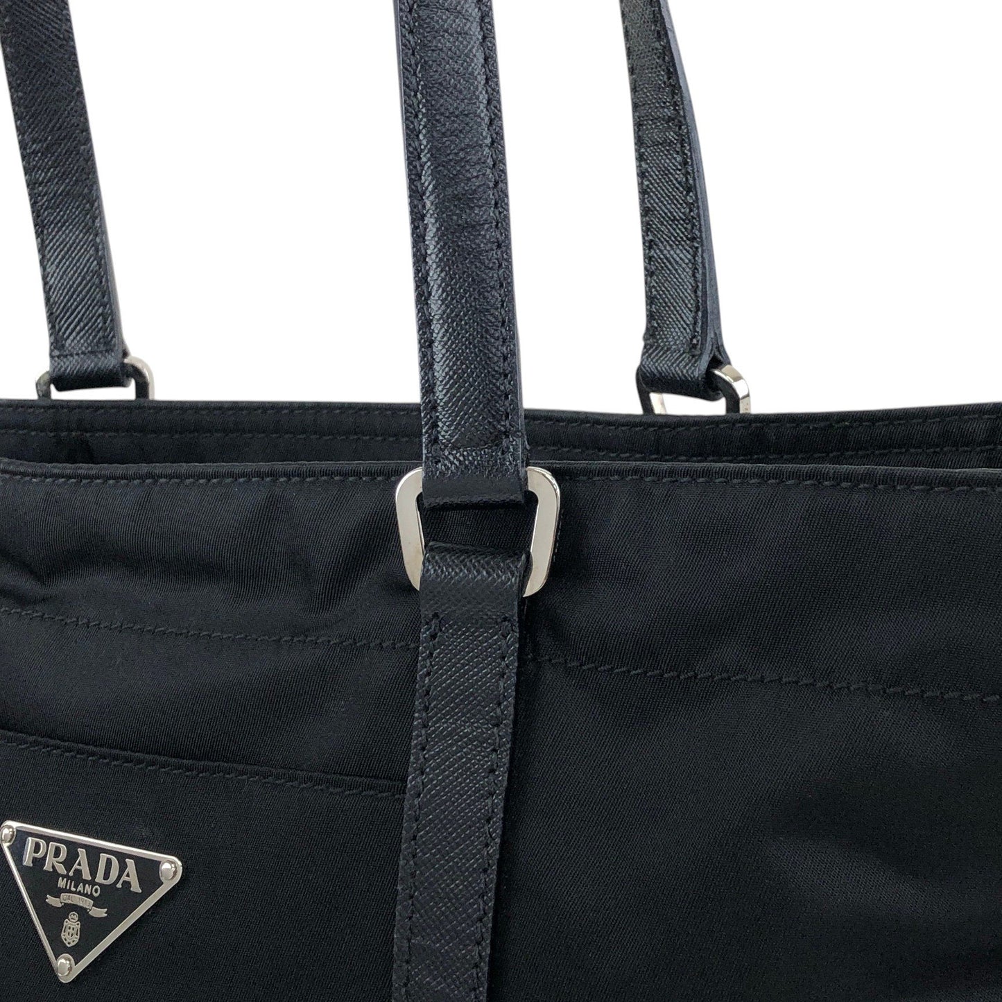 PRADA Tessuto Triangle Logo Totebag Black Vintage 8caxp5