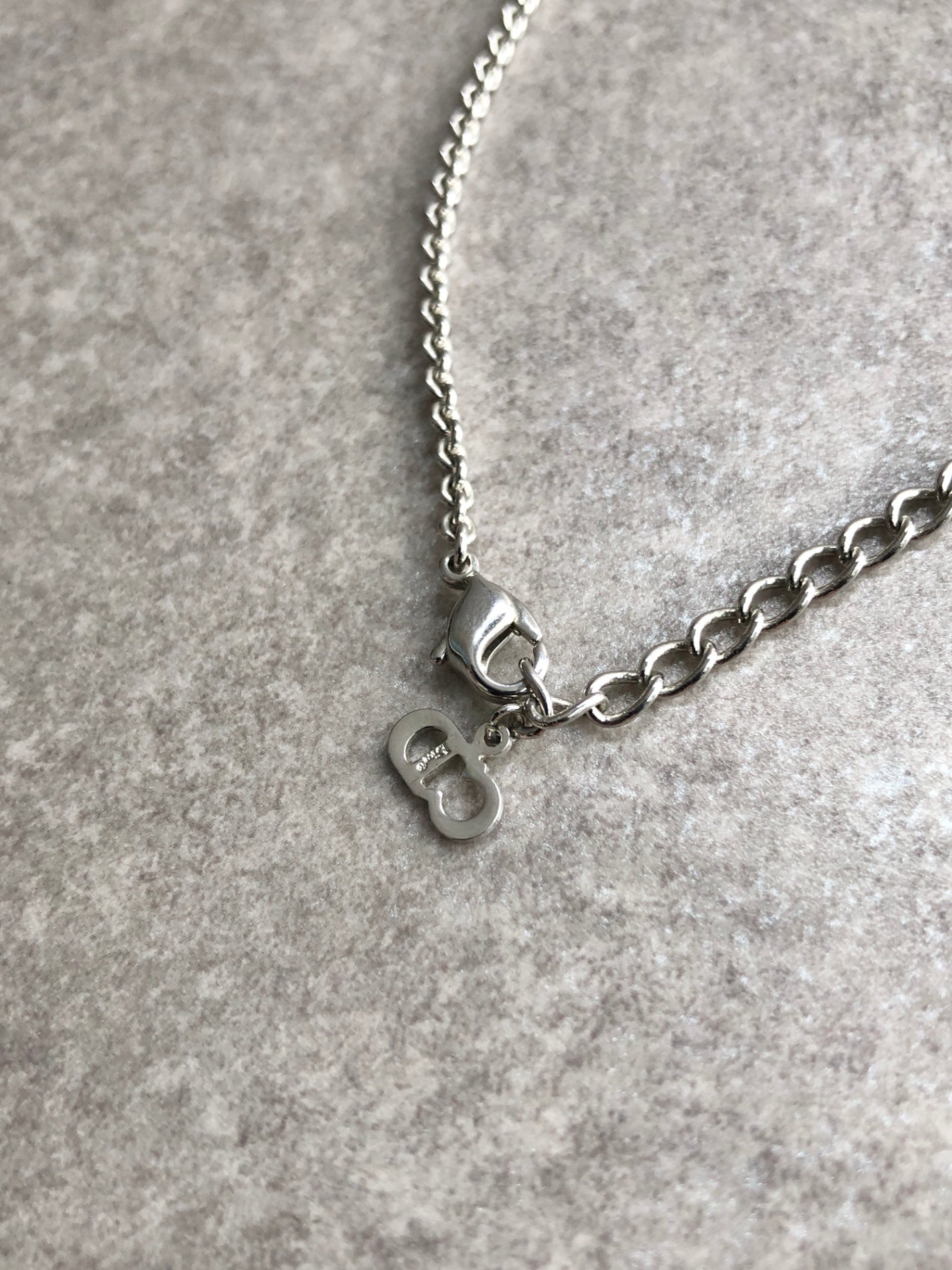 Christian Dior Logo Motif Necklace Silver Vintage x25wyn