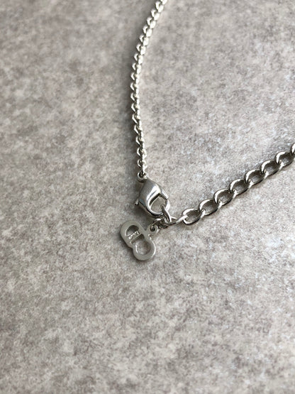 Christian Dior Logo Motif Necklace Silver Vintage x25wyn