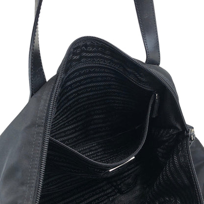 PRADA Tessuto Triangle Logo Handbag Totebag Black Vintage cxhrm8