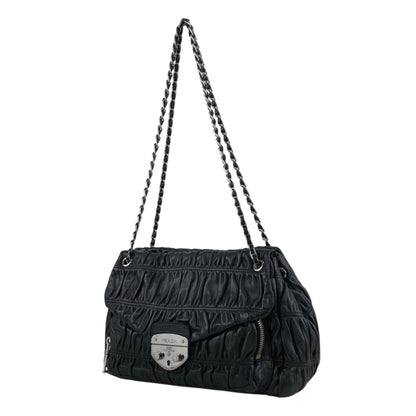 PRADA Logo Lock Chain Shoulder bag Black Vintage v87v8v