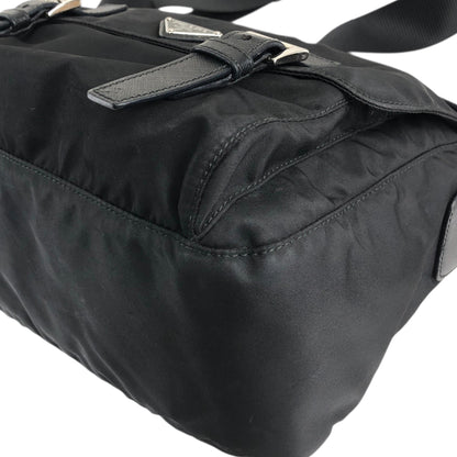 PRADA Tessuto Triangle Logo Shoulder bag Black Vintage t2gb5a