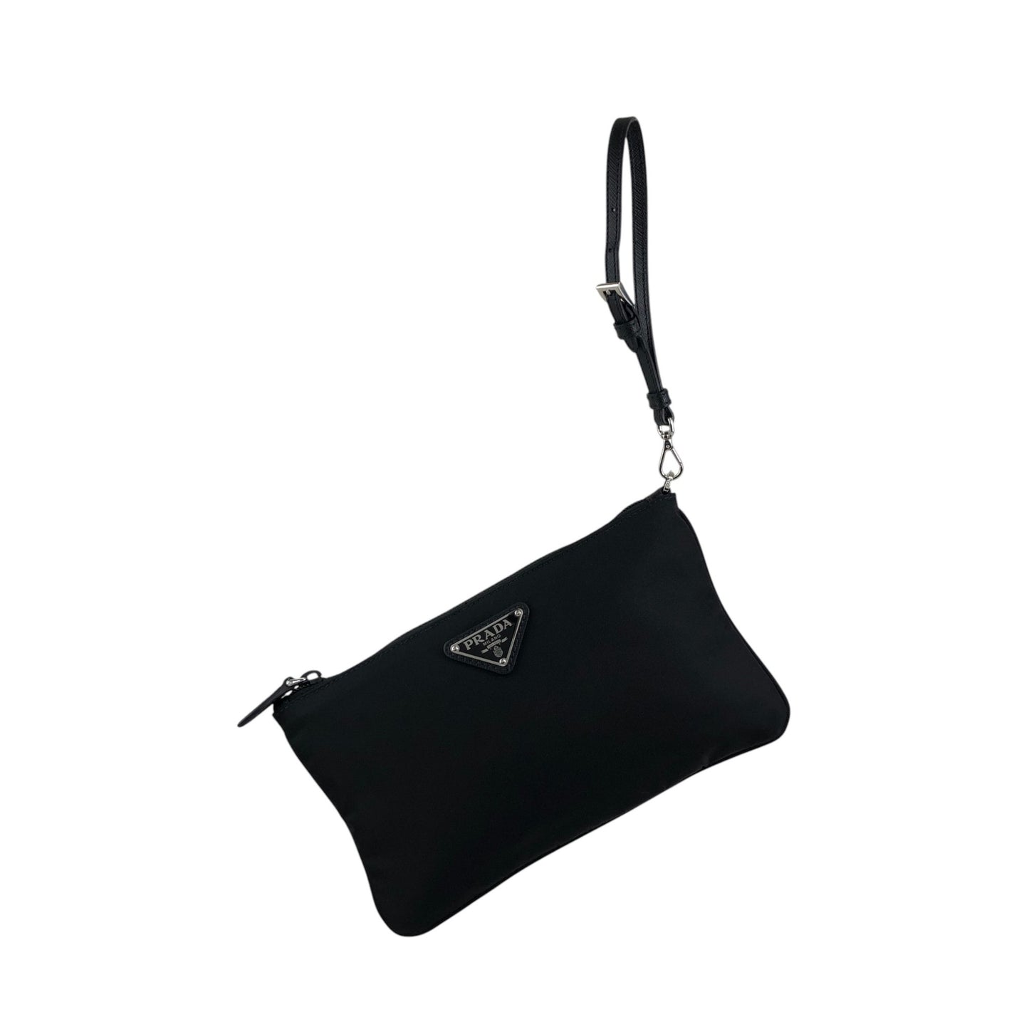 PRADA Tessuto Triangle Logo Handbag  Pouch Black Vintage wc2wgs