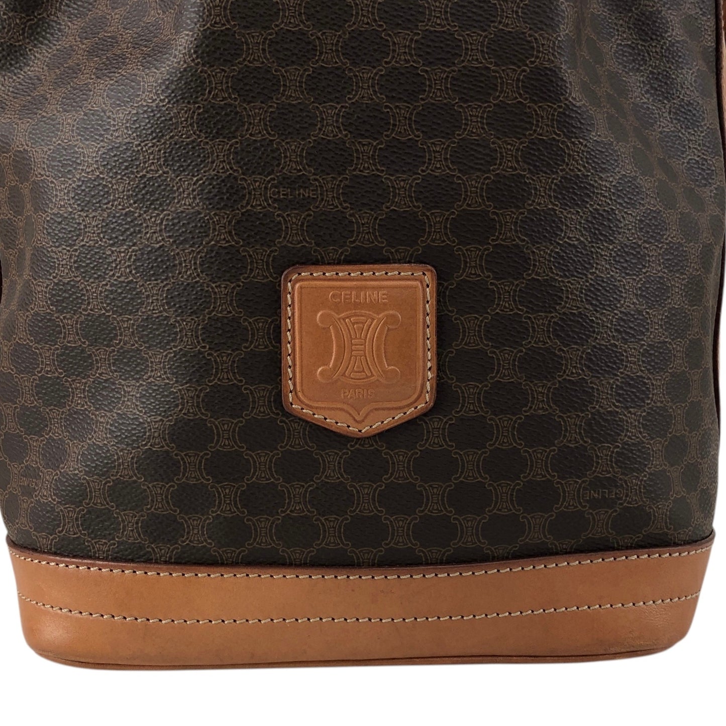 CELINE Macadam Blason Drawstring Shoulder bag Brown Vintage 7ce2it