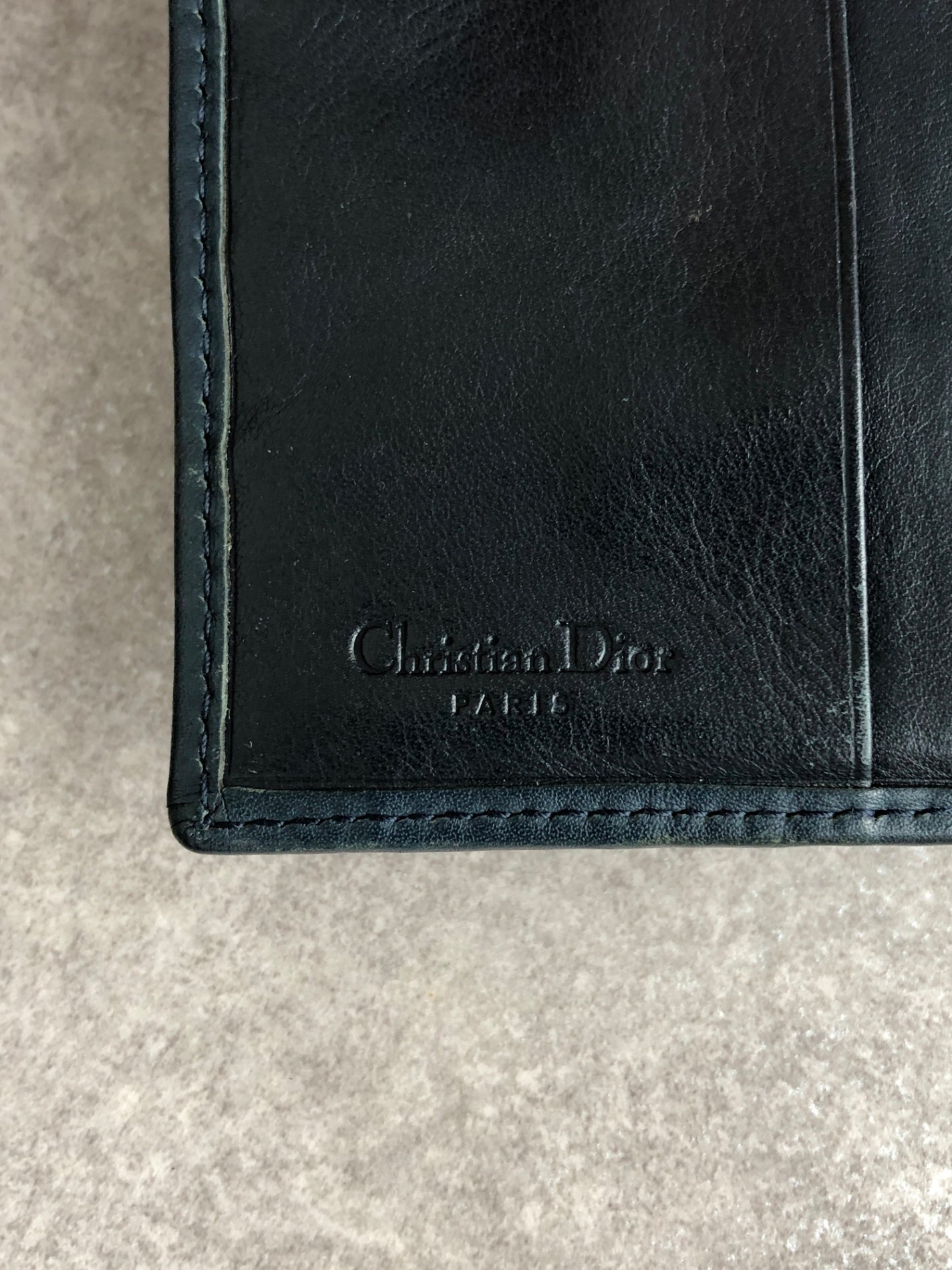 Christian Dior Trotter Folded Wallet Navy Vintage pmj4fu