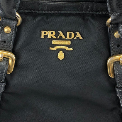 PRADA Triangle Logo Two-way Handbag Shoulder bag Black Vintage jun4wc