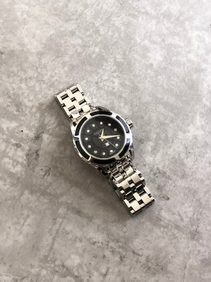 CELINE Blason Quartz Watch Silver×Black Vintage kdm68r