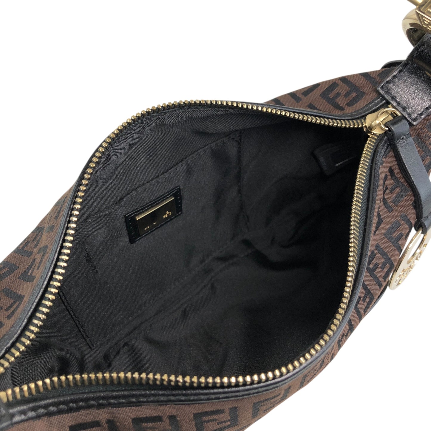FENDI Zucchino Logo Charm Handbag Hobobag Brown Vintage fhfygp