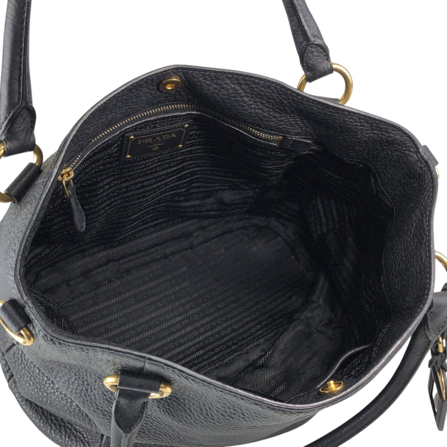 PRADA Logo Two-way Handbag Shoulder bag Black Vintage yhj7uy