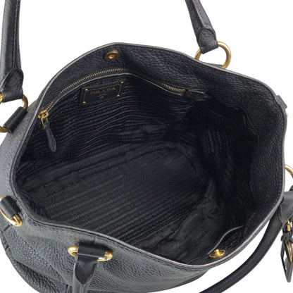 PRADA Logo Two-way Handbag Shoulder bag Black Vintage yhj7uy