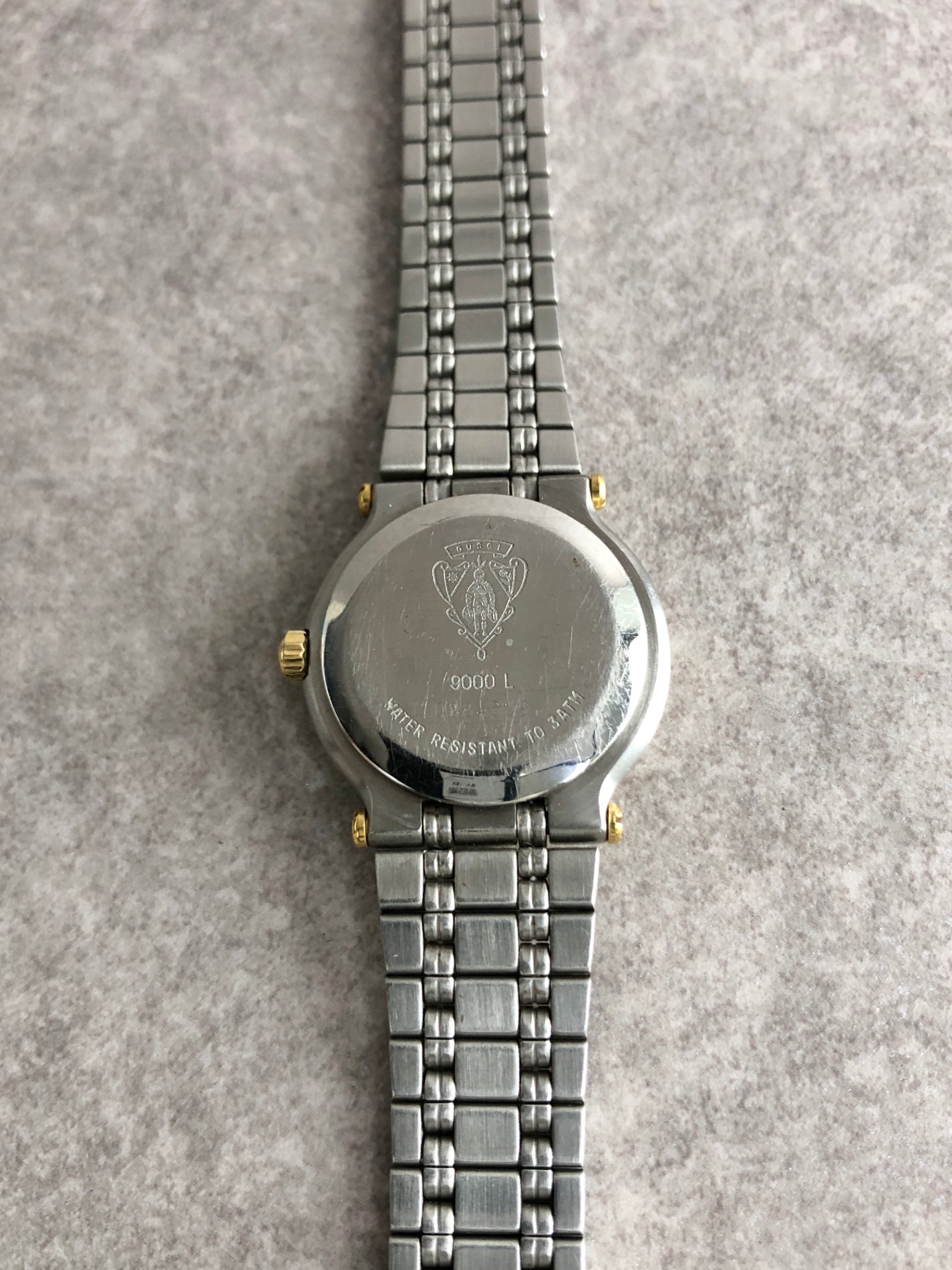 GUCCI Logo Quartz Watch Gold×Silver 9000L Vintage p5fncs