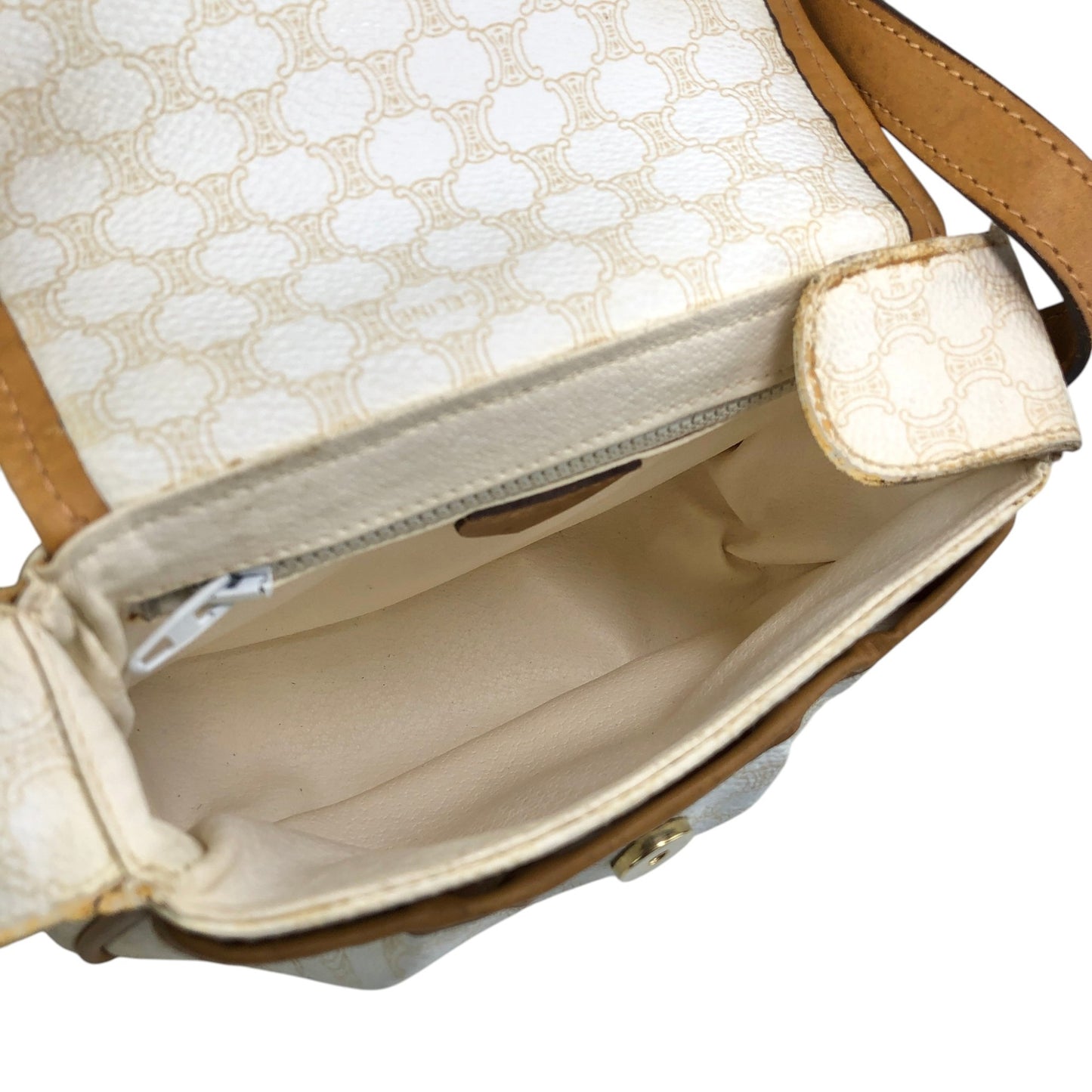 CELINE Macadam Blason Tassel Shoulder bag White Vintage esf7xf