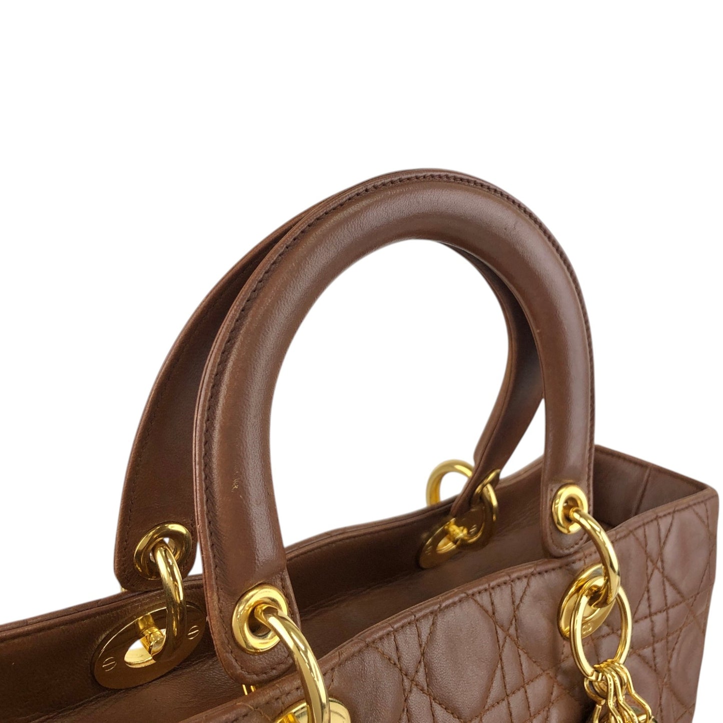 Christian Dior Lady Dior Cannage Two-way Handbag Shoulder bag Brown Vintage 8c3nvp
