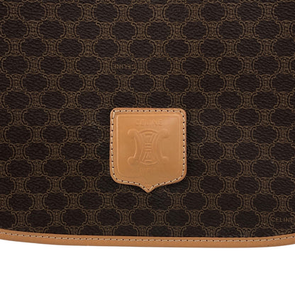 CELINE Macadam Blason Flap Shoulder bag Brown Vintage kbjacj