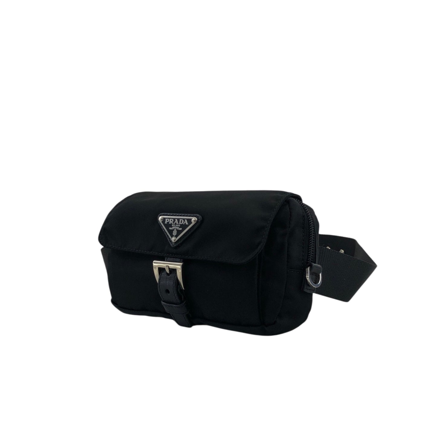 PRADA Tessuto Triangle Logo Shoulder bag Sling bag Black Vintage s8izt8