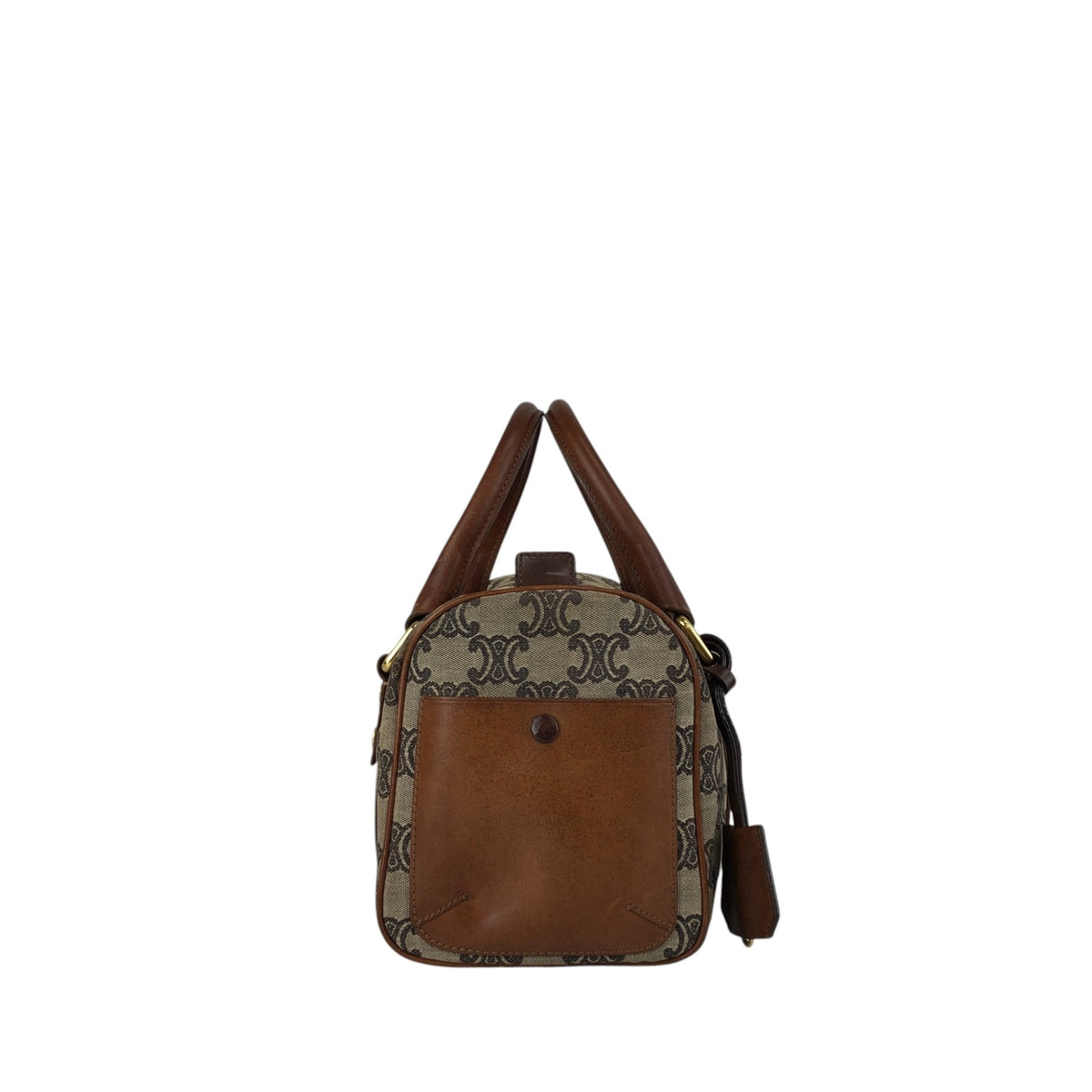 CELINE Triomphe Small Boston bag Handbag Brown Vintage 2j8imx