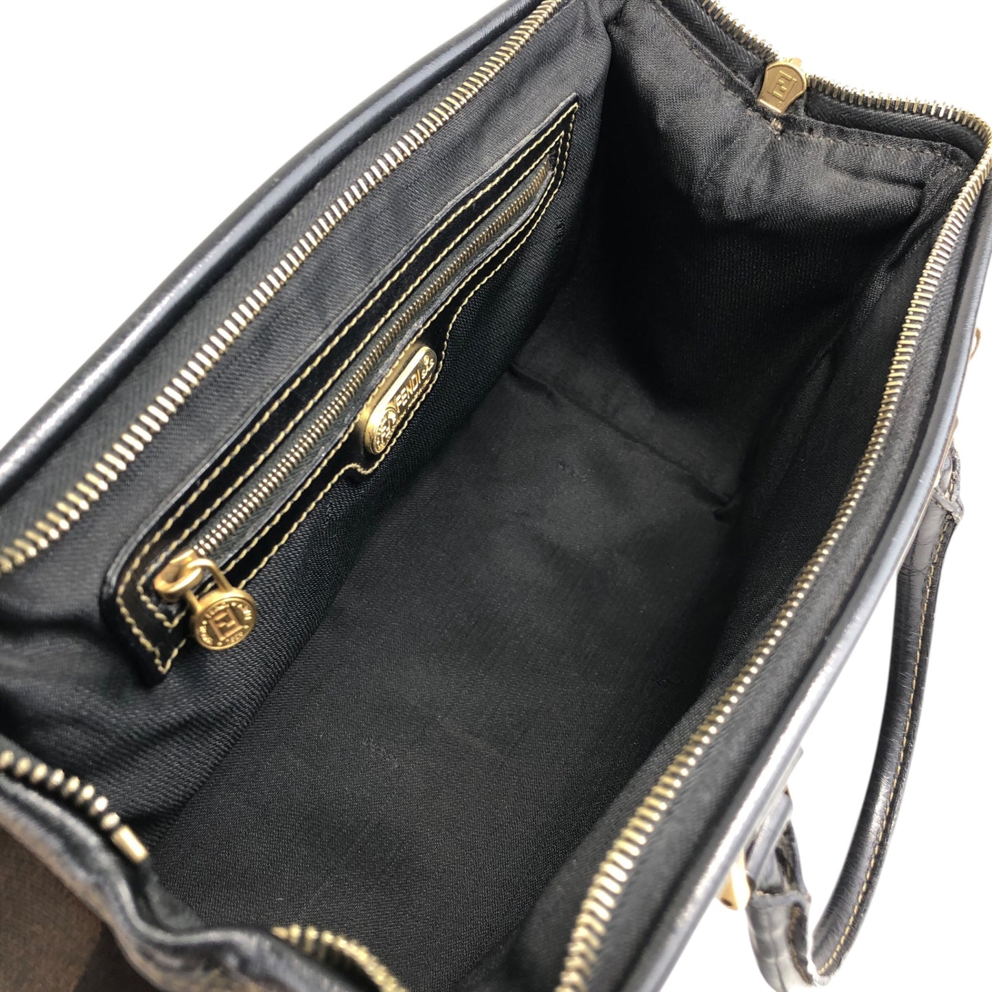 FENDI Pecan Two-way Small Boston bag Shoulder bag Brown×Black Vintage gyzceb