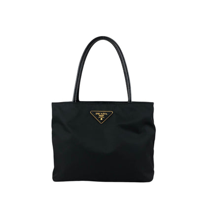 PRADA Tessuto Triangle Logo Totebag Black Vintage 3j825h