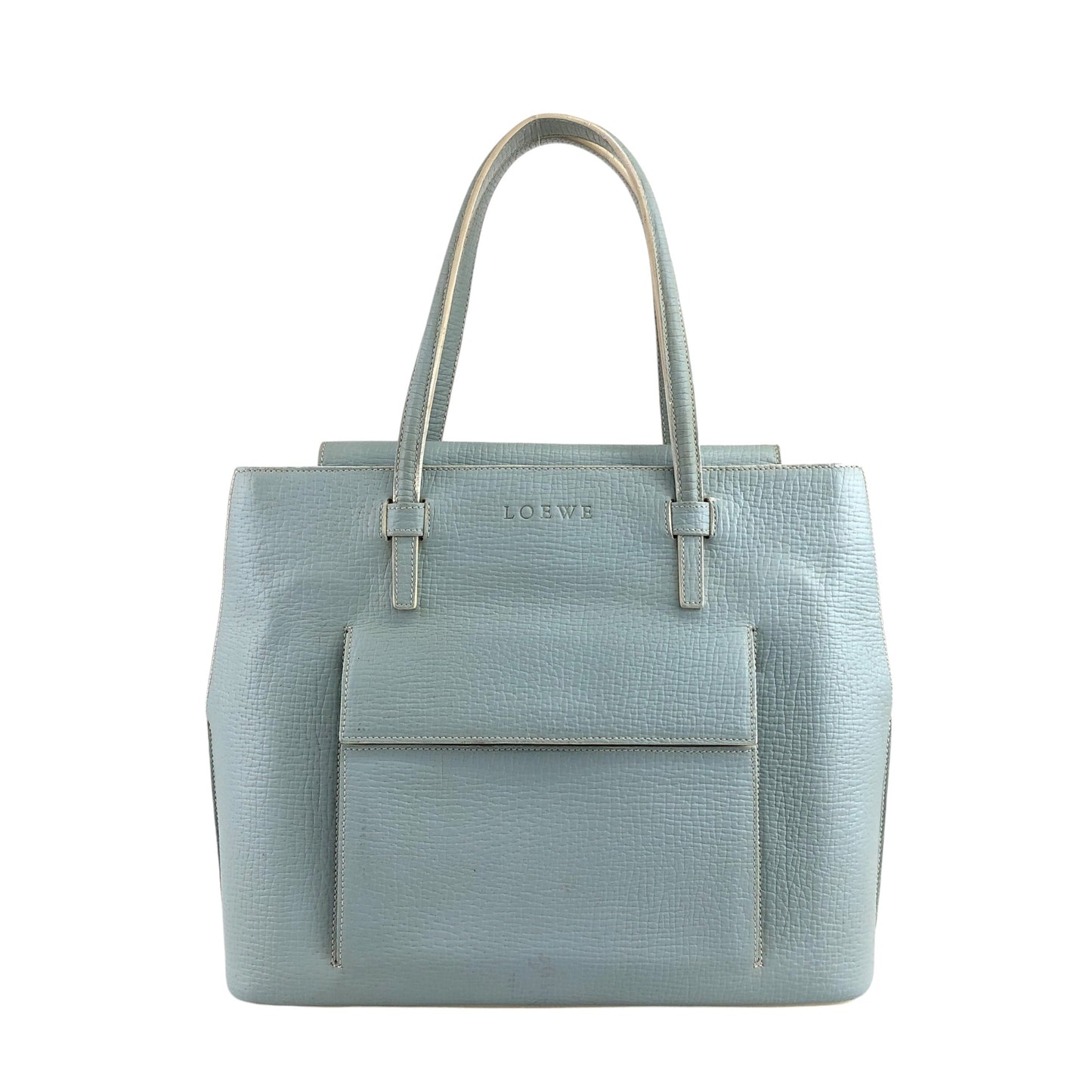 LOEWE Logo Embossed Handbag Light Blue Vintage htyeej