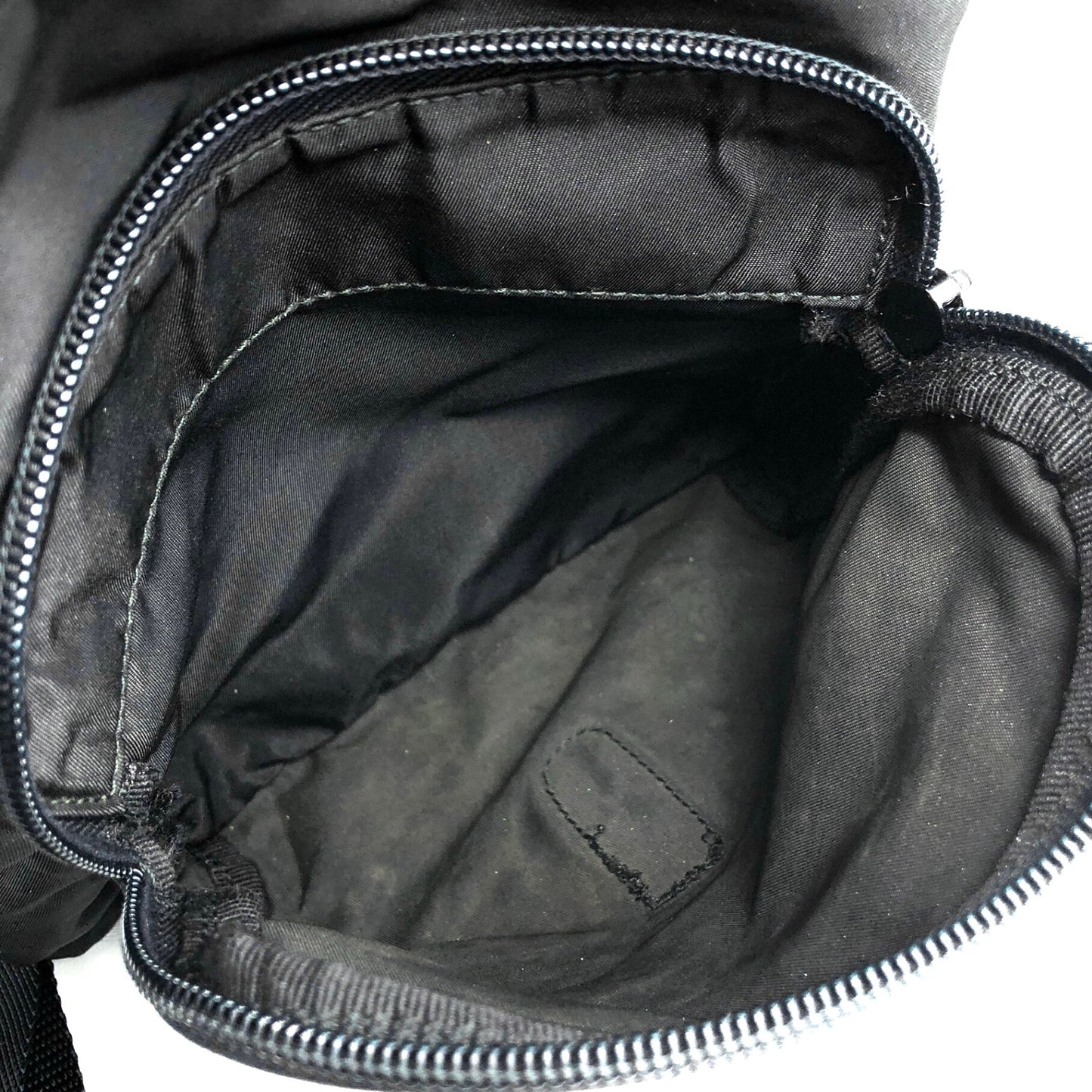 PRADA Triangle Logo Front Buckle Shoulder bag Black Vintage uiz535