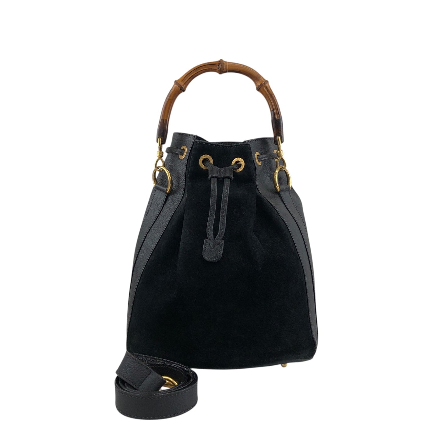 GUCCI Bamboo Two-way Handbag Shoulder bag Black Vintage egseba