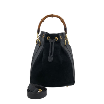 GUCCI Bamboo Two-way Handbag Shoulder bag Black Vintage egseba