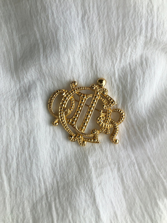 Christian Dior  Emblem  Brooch Gold Vintage ypzmza