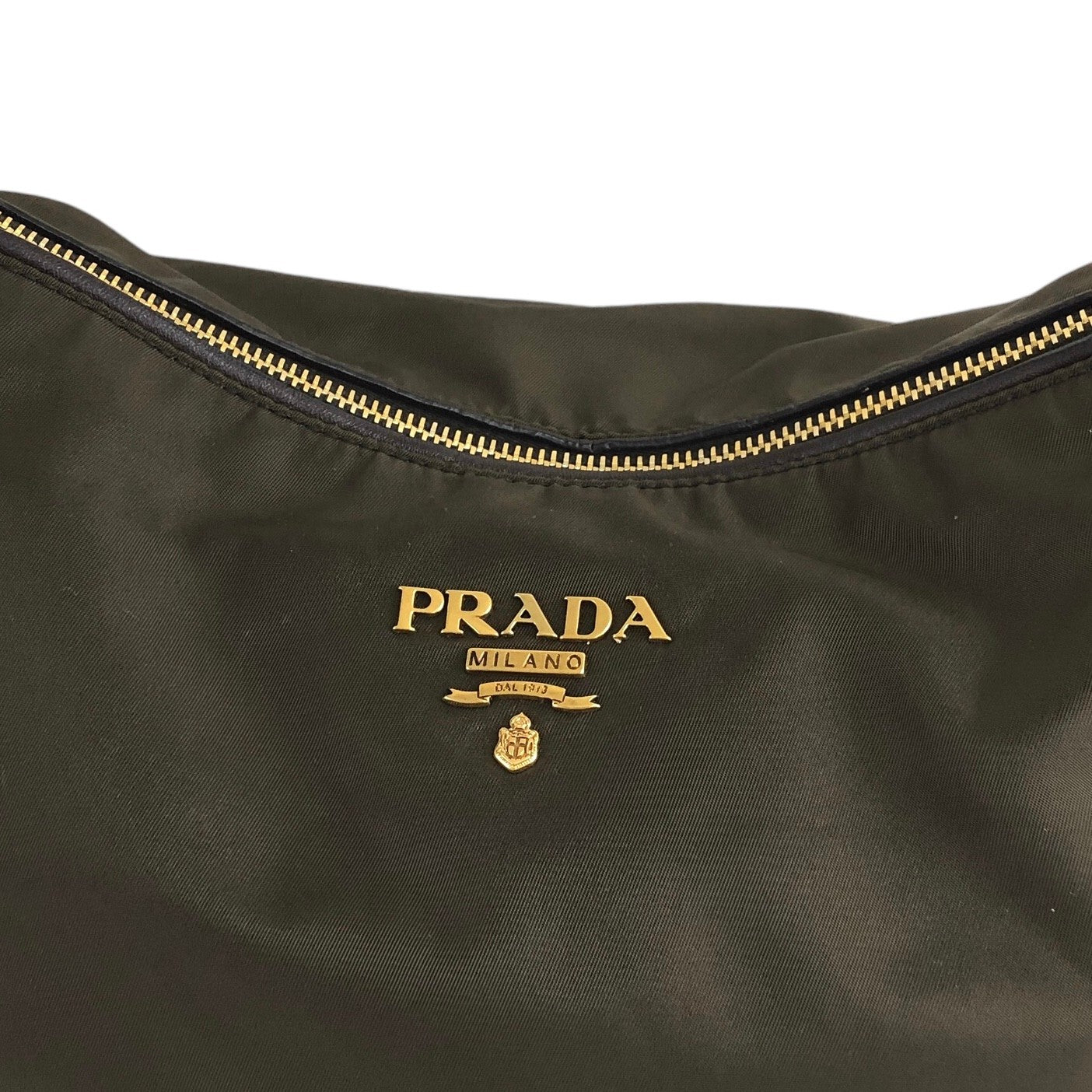 PRADA Logo Two-way Handbag Shoulder bag Khaki Vintage 2ndvuy