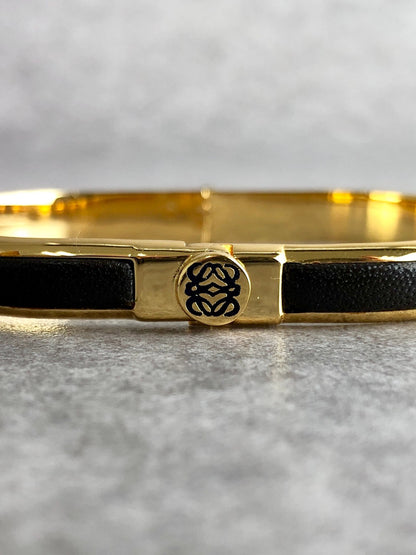 LOEWE Anagram Bracelet Black×Gold Vintage 7x55wv