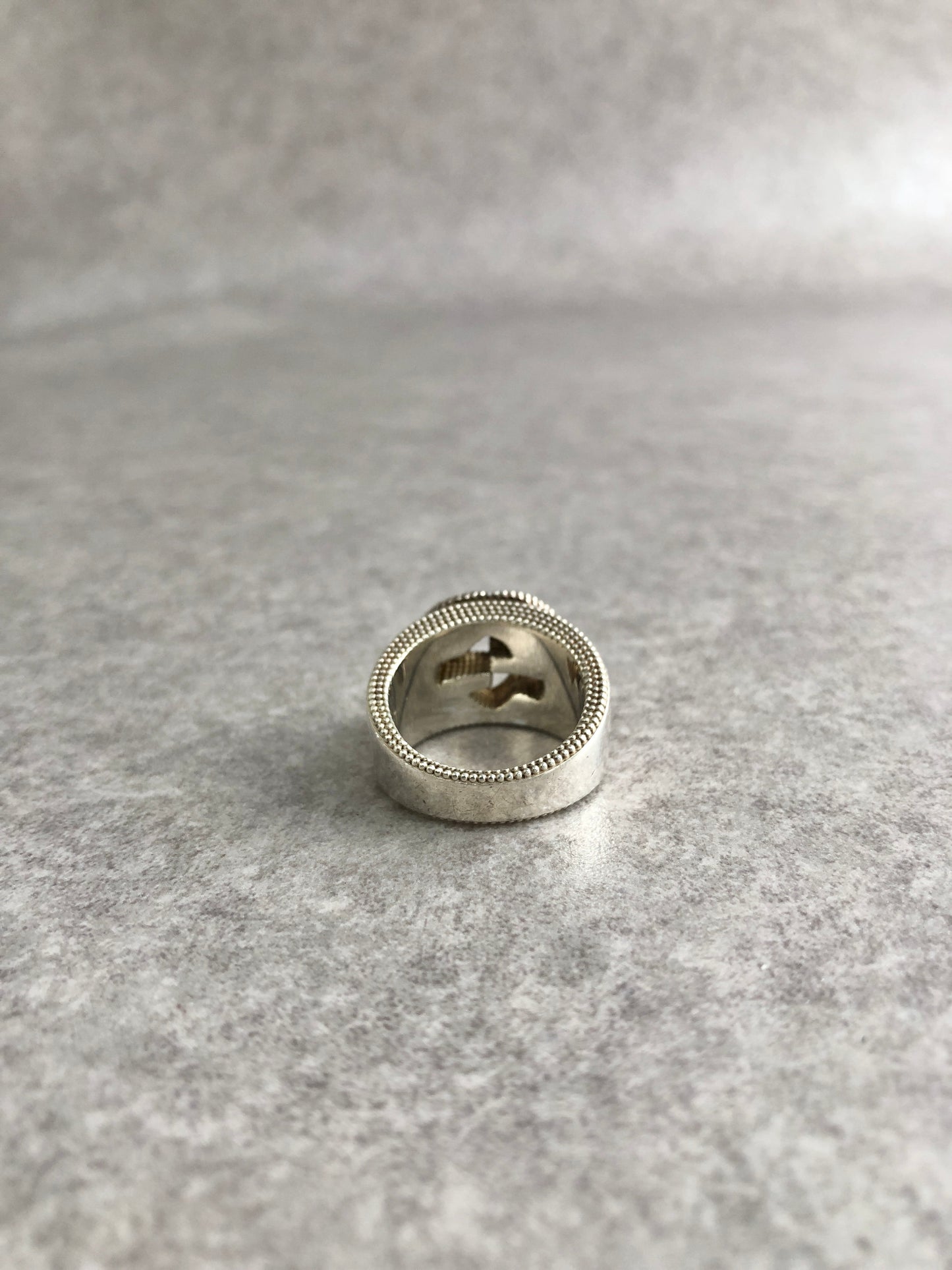GUCCI Interlocking Ring Silver 925SILVER Vintage 3s6yb3