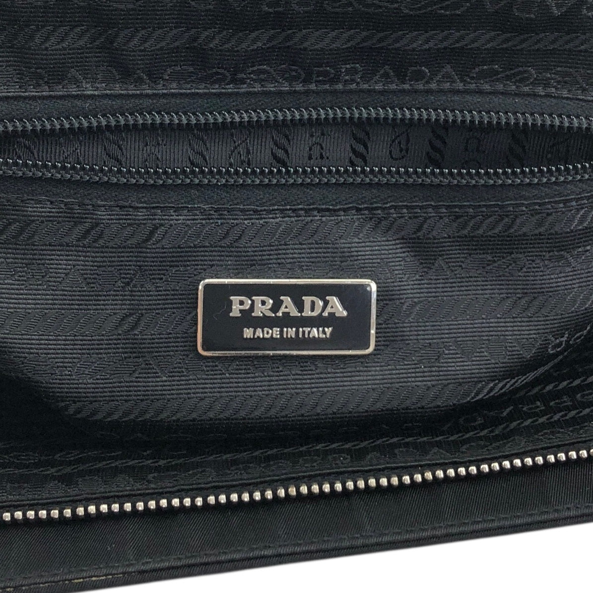 PRADA Tessuto Triangle Logo Handbag Black Vintage 4hjz48