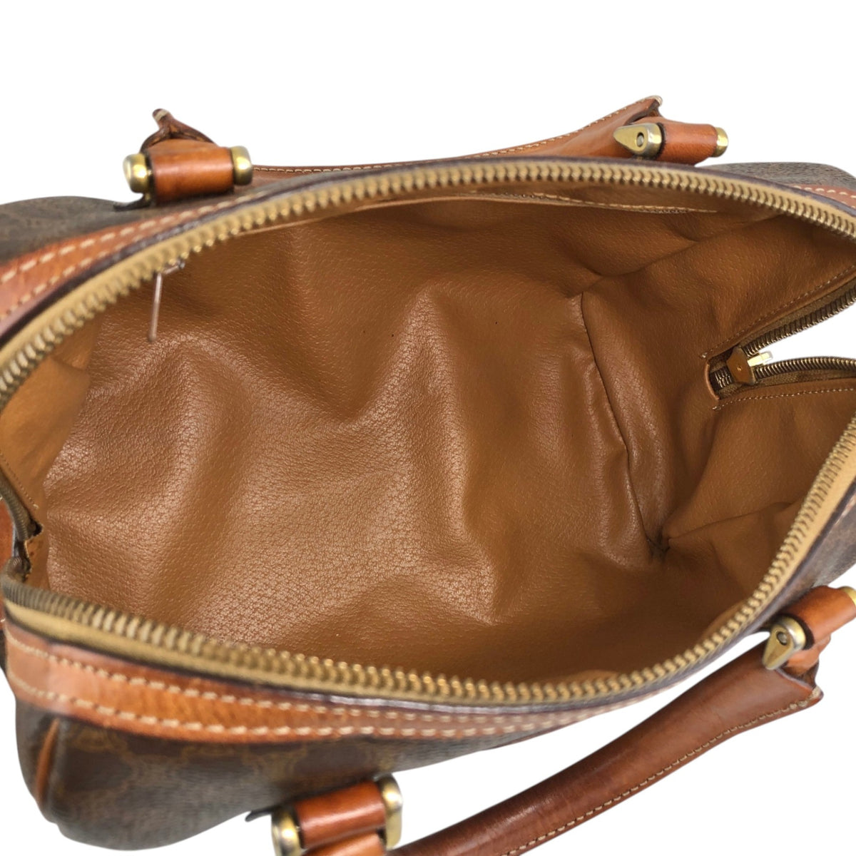 CELINE Macadam Two-way Handbag Shoulder bag Brown Vintage jymunw