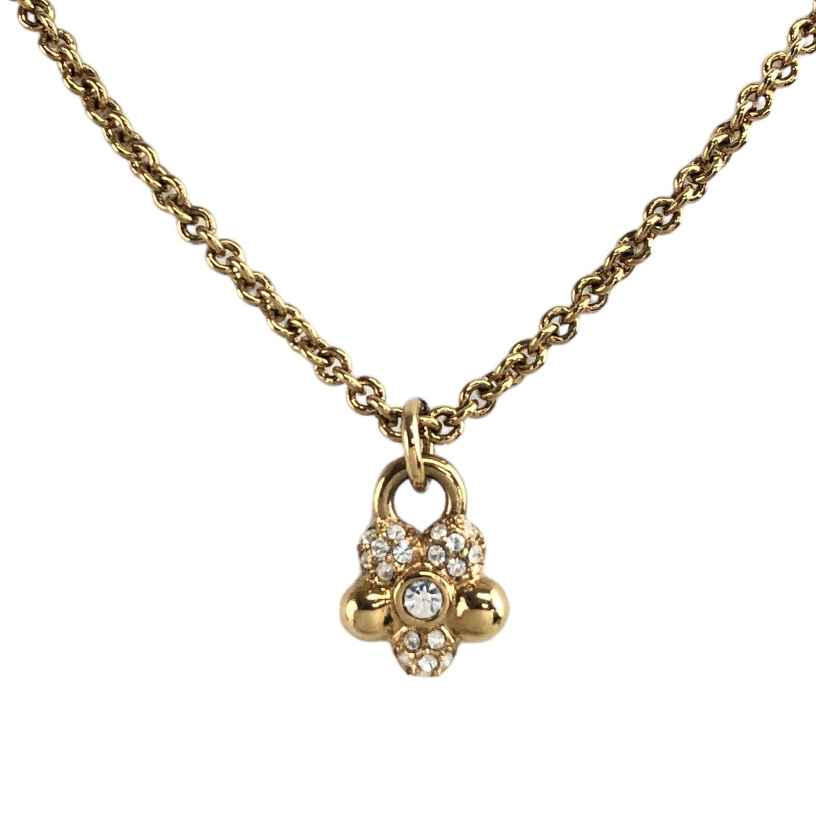 Christian Dior Flower Necklace Gold Vintage hatpga