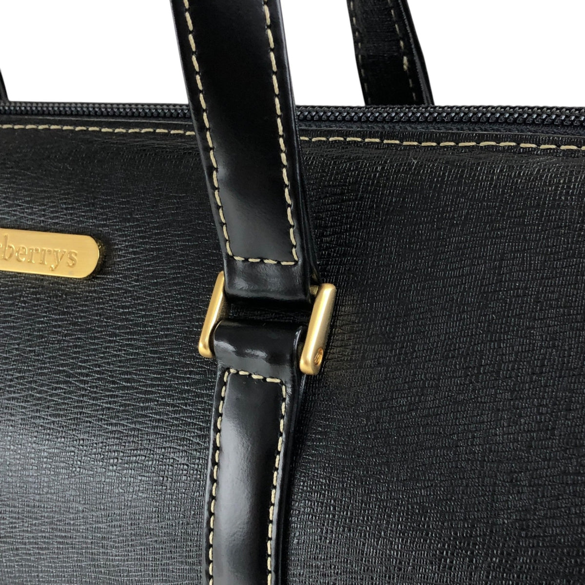 BURBERRY Logo Handbag Black Vintage vfc26w