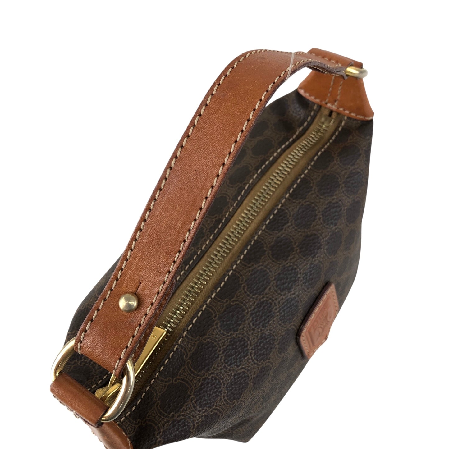 CELINE Macadam Blason Small Handbag Brown Vintage 2t2tek