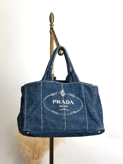 PRADA Canapa Handbag Indigo Vintage t35cnj
