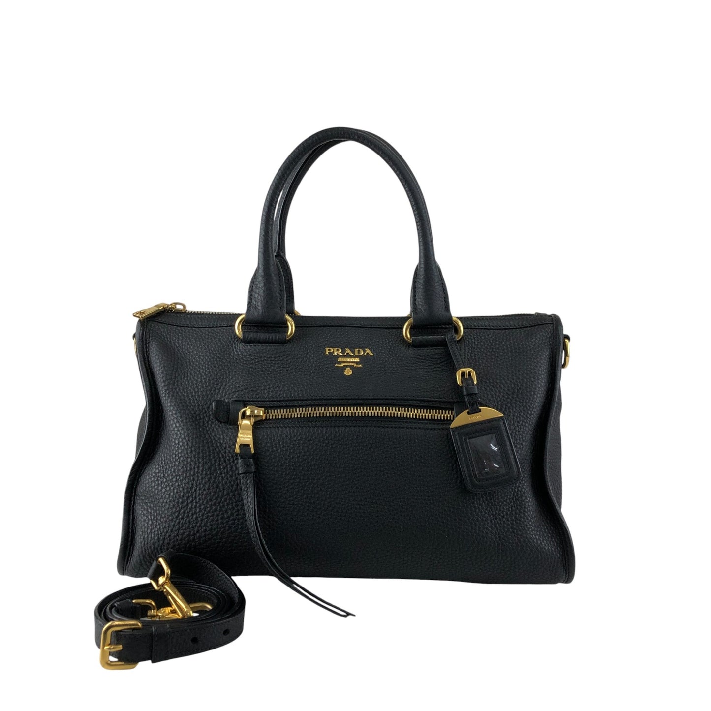 PRADA Logo Two-way Handbag Shoulder bag Black Vintage bwhz6p