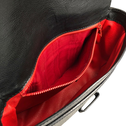 CELINE Logo Embossed Shoulder bag Black Vintage 4r7t24