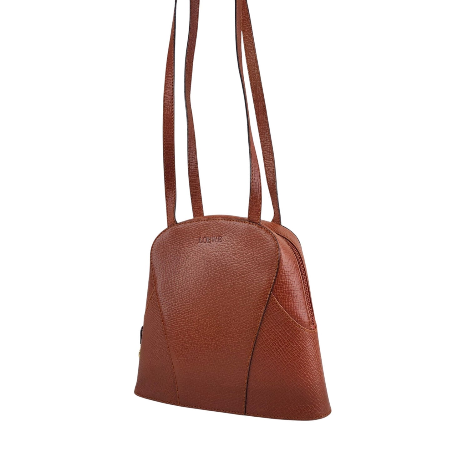 LOEWE Logo Embossed Shoulder bag Brown Vintage hhdfi4