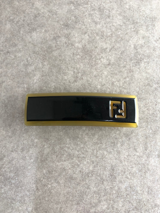 FENDI Logo Barrette Brown×Black Vintage wdydr8