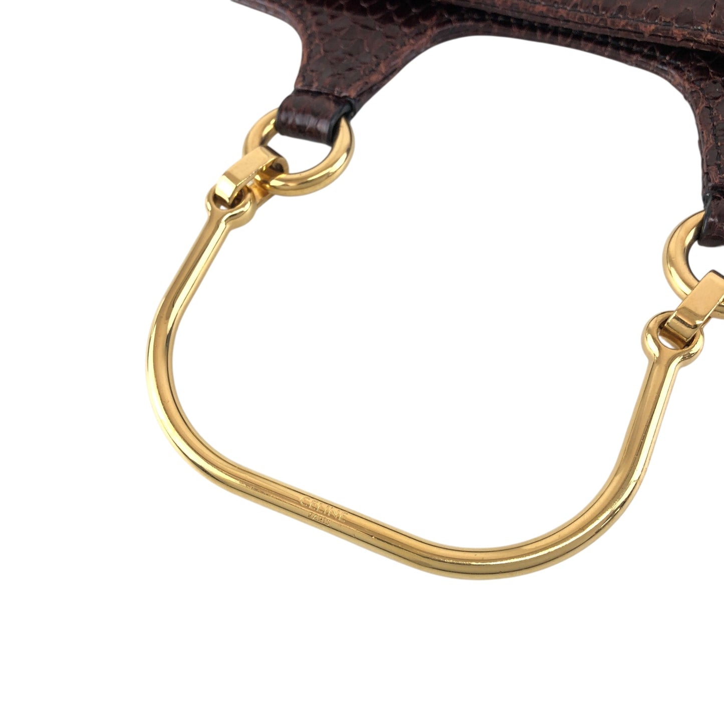 CELINE Two-way Handbag Chain Shoulder bag Brown Vintage 2b68me