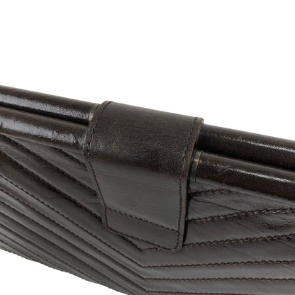 Yves Saint Laurent YSL Logo Bias Stitch Clutch bag Brown Vintage sj7x37